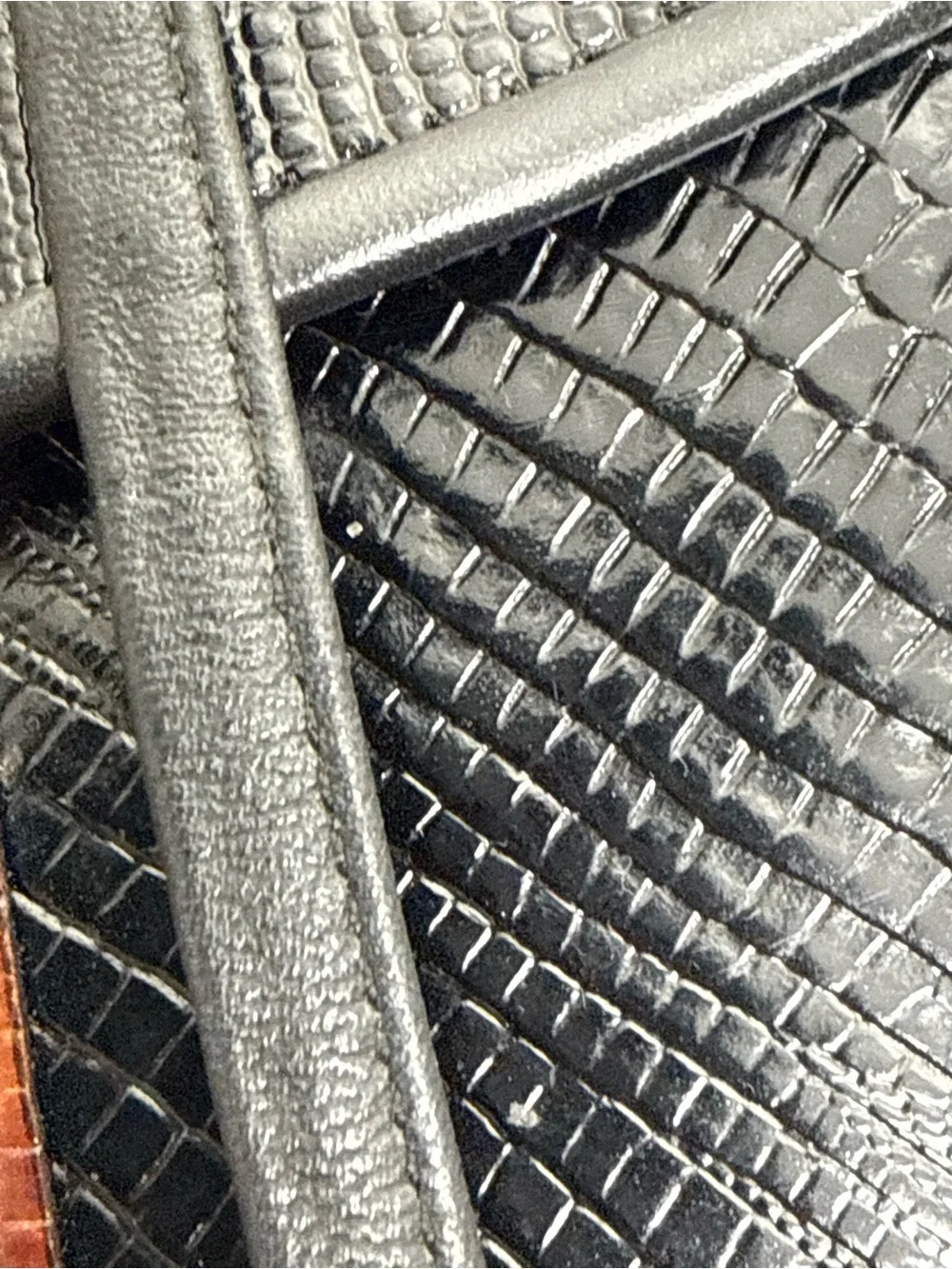 Black Croc-Texture Crossbody Bag - Men